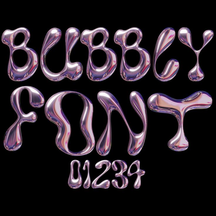 bubbley font and numbers on a black background