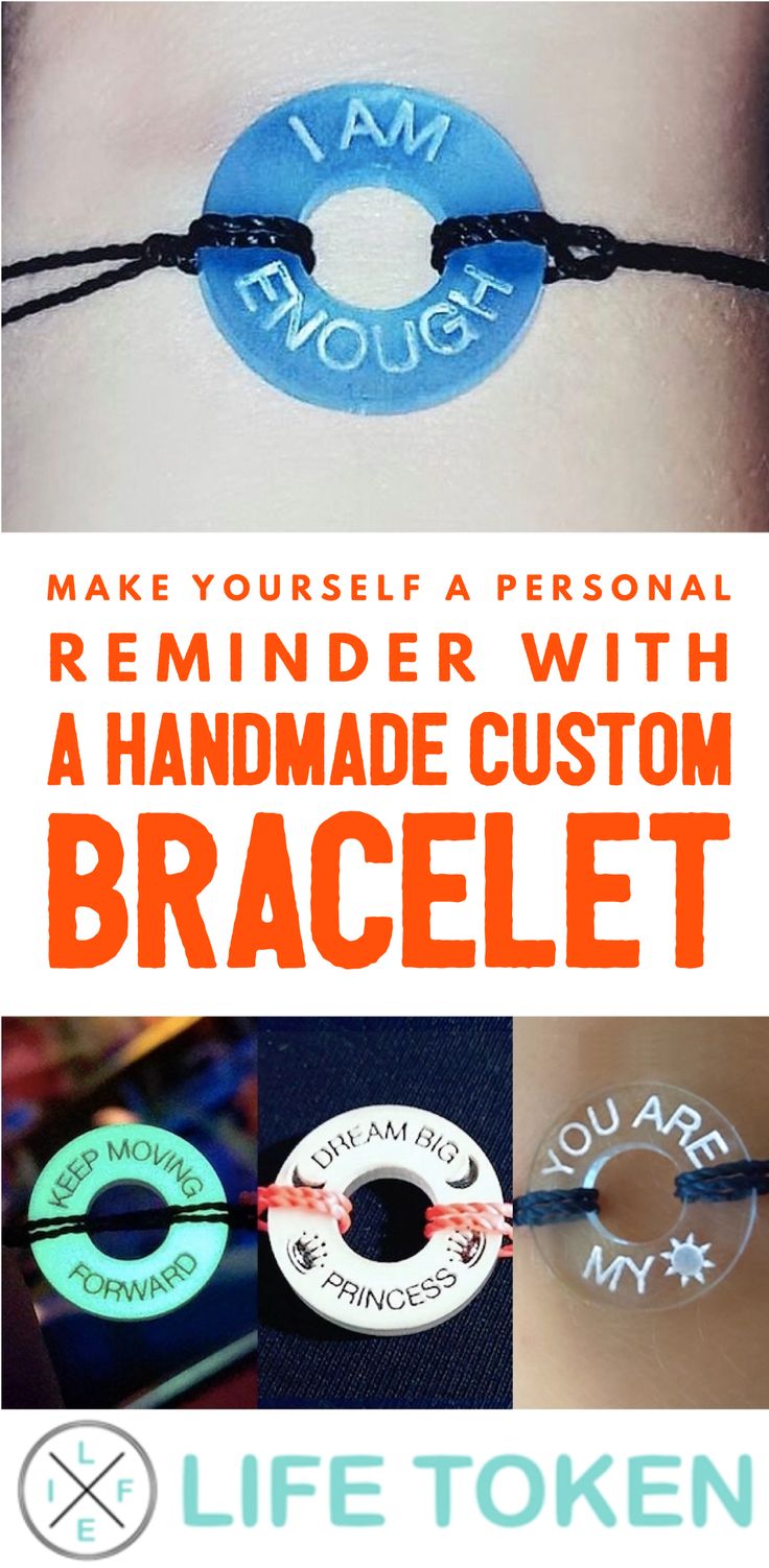 an advertisement for bracelets with the words make yourself a personal re - minder with a handmade custom bracelet