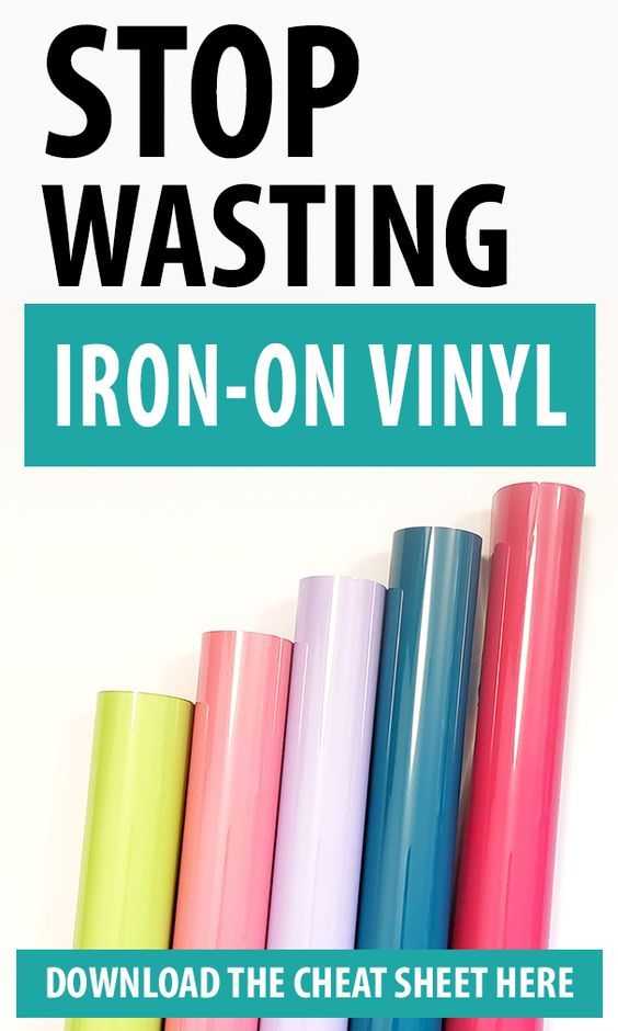 there are many different colored vinyls on the shelf and in front of it is a sign that says stop wasteing iron - on vinyl