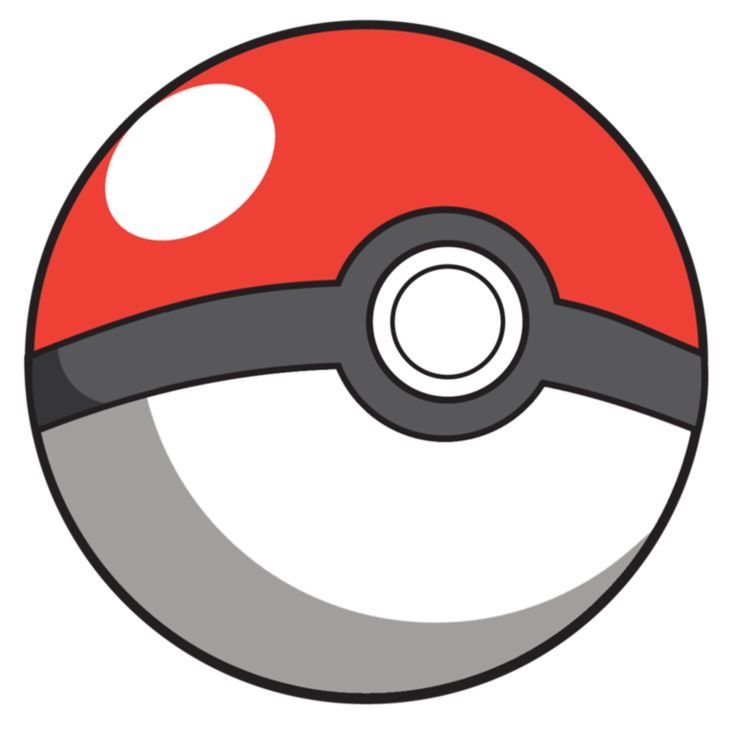 the pokemon ball is red and grey with white dots on it's center point