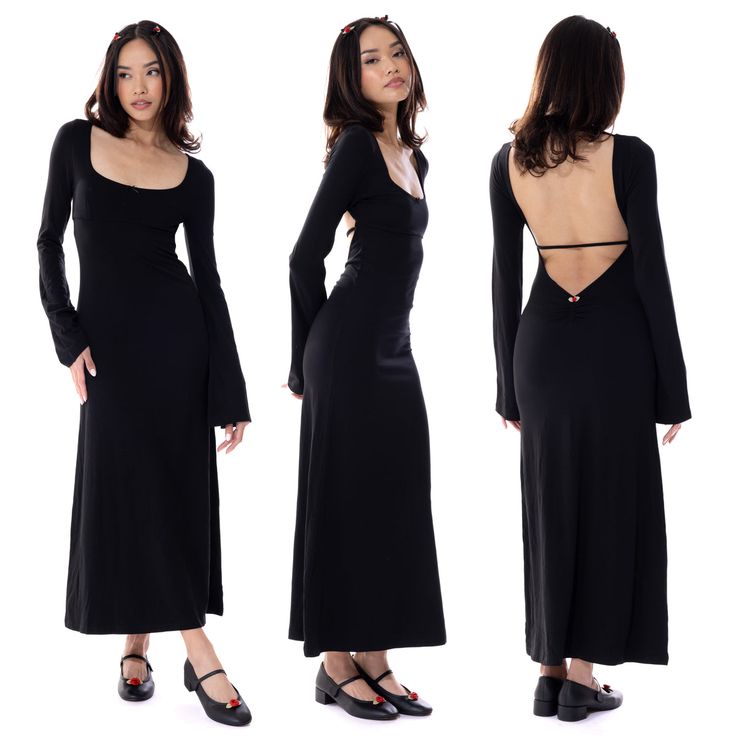 Rachelle dress Oversized Clothes For Women, Black Office Outfits Women, Fancy Dinner Outfit Night, Night Out Dinner Outfit, Maxi Dress Aesthetic, Company Holiday Party Outfit, Low Waisted Dress, Long Dresses With Sleeves, Low Waist Dress