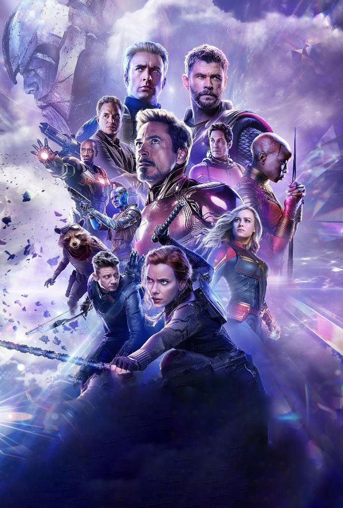 avengers endgame movie poster with all the characters and their names on it's side