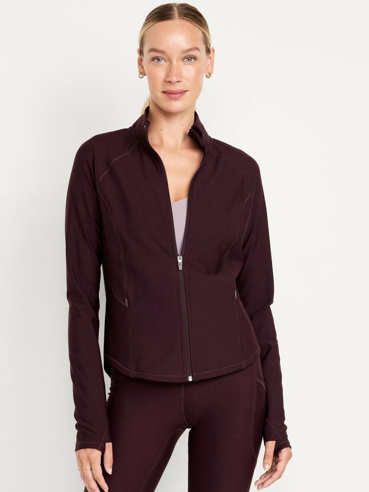 mock neck long sleeves thumbhole cuffs full-zip front zip pockets go-dry wicks moisture fitted hits at hip models are approx.  5'9" and wear sizes s (4), l (12), and xl (18)machine wash according to the care instruction label  . Best Holiday gift for Women , perfect Jackets for Christmas! Winter Color Palette, Winter Color, Family Maternity, Family Pajamas, Old Navy Women, Big And Tall, Petite Size, Active Wear Tops, Wicks