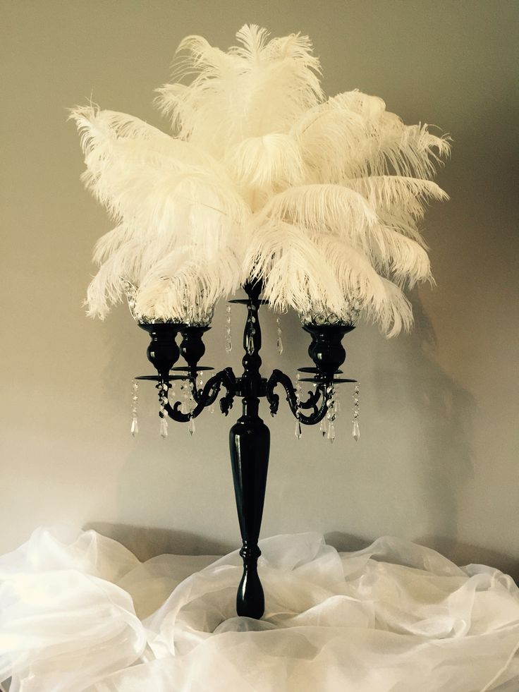 a chandelier with feathers on top of it