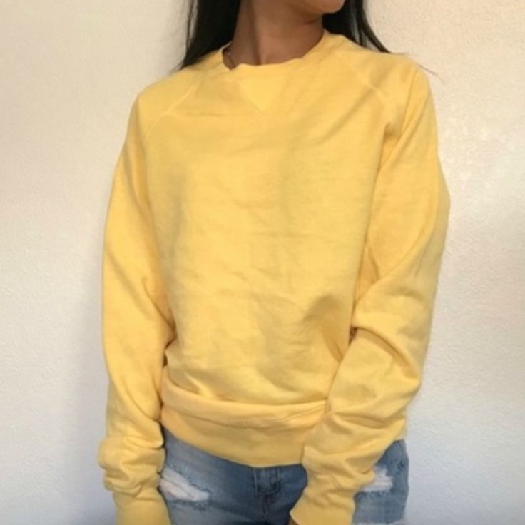 New With Tags, John Galt Label Size Small Sweatshirt. Prettiest Banana Yellow. Fabrics: 82% Cotton, 18% Polyester Measurements: 26" Length, 21" Bust Yellow Long Sleeve Relaxed Fit Sweatshirt, Yellow Casual Top With Ribbed Cuffs, Casual Yellow Top With Ribbed Cuffs, Basic Cotton Sweatshirt For Spring, Yellow Cotton Sweatshirt With Ribbed Cuffs, Casual Yellow Long Sleeve Sweatshirt, Yellow Cotton Tops With Ribbed Cuffs, Yellow Relaxed Fit Sweatshirt For Loungewear, Yellow Casual Crew Neck Sweater