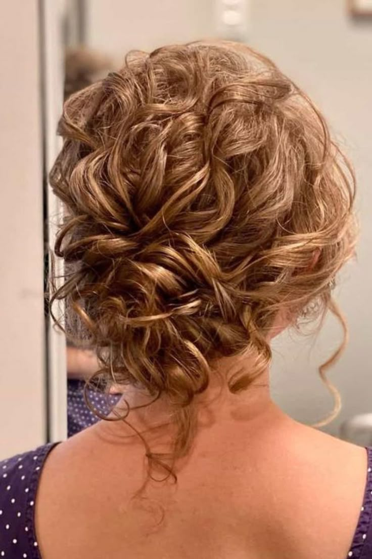 Top 30 Curly Hairstyles For Homecoming In 2023 Bridal Updos For Curly Hair, Updos For Fine Curly Hair, Loose Updo Wedding Medium Hair, Short Hair Wedding Styles Mob, Naturally Wavy Updo, Christmas Updos For Medium Length Hair, Mother Of The Bride Hair Curly, Medium Curly Hair Updo, Updos For Mother Of The Bride