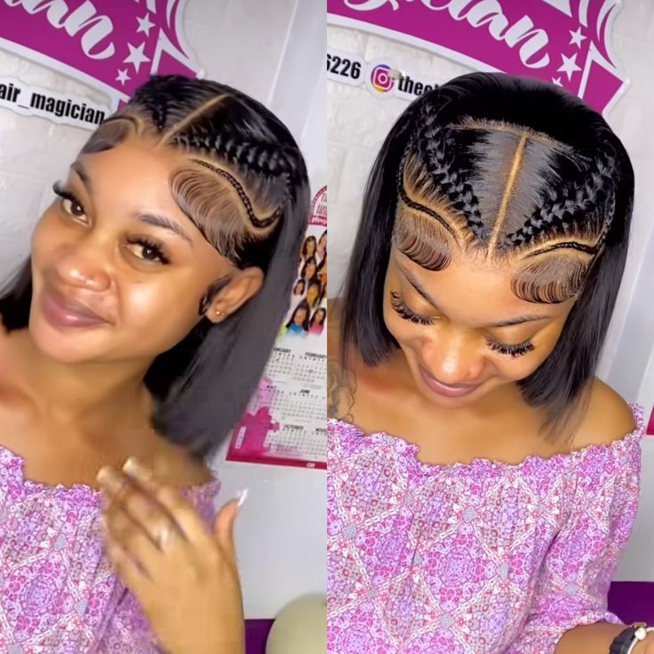 Braided Frontal Wig, Short Straight Frontal Wig Hairstyles, Lace Bob Hairstyles, How To Style Frontal Wigs, Frontal Braid Hairstyles, Short Frontal Wig Hairstyles, Lace Front Hairstyles Black Women, Bob Hairstyles For Black Women Wigs, Hair Installation Styles