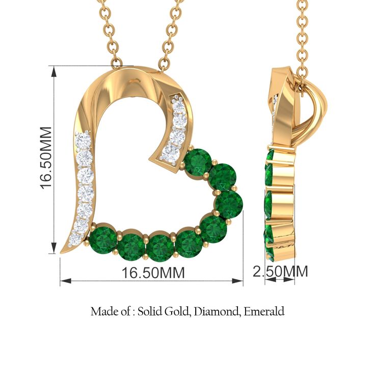 Product Details A symbol of deep love - our intricately designed open-heart pendant is embellished with Round Shape Diamond on one metal strip and lush green round emerald on the other. The rich green allure of emeralds is accentuated by the sparkly Diamond adorning the asymmetrical heart frame. It is linked with a hidden bale for a bit of drama and shine. Wear it long or short, depending upon the look you intend to achieve. Product Information SKU SHP-PENDANT0821345629 Length 16.5 mm Width 16.5 Heart Frame, Signature Jewelry, Rich Green, Deep Love, Timeless Jewelry, Open Heart, Lush Green, Conflict Free Diamonds, Heart Pendant Necklace