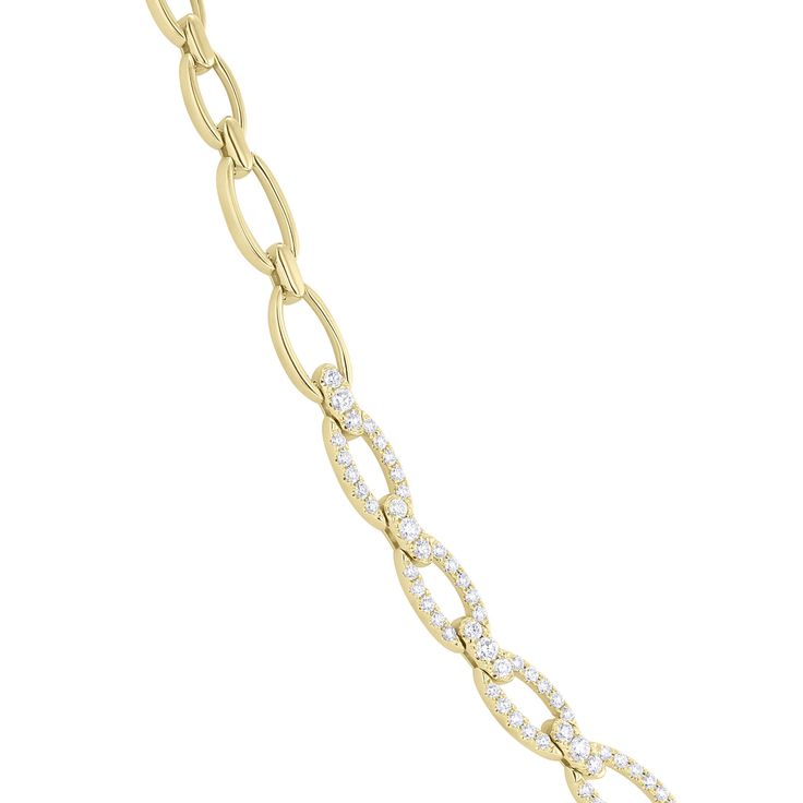 This Perfectly Pave Diamond Necklace is a stunning showstopper worthy of its namesake! Crafted from 14 karat yellow gold with an oval chain link design, it will be a sparkly addition to any neckline. With a whopping 2 1/2 carats of natural earth-born diamonds, you'll shine like the gem you are! Link Design, Natural Earth, Top Gifts, 2 Carat, Pave Diamonds, Chain Link, Gold Chains, Diamond Necklace, Wedding Bands