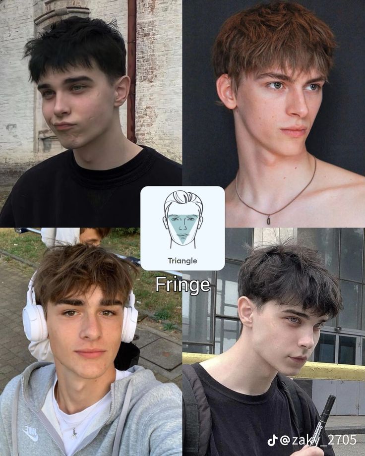 Haircut For Men Curtain Bangs, Fringe Male Haircut, Long Hair Long Face Shape, Fridge Up Haircut Men, Haircuts For Middle Part, Fridge Haircut Men, Fridge Haircut, Inverted Triangle Haircut Men, Short Hair With Bangs Men