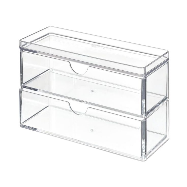 two drawers are shown in clear plastic