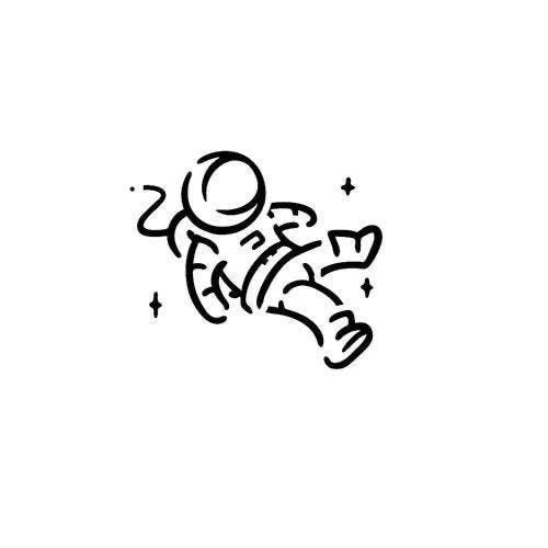 an astronaut floating in the air with his arms outstretched and legs spread out, as if he