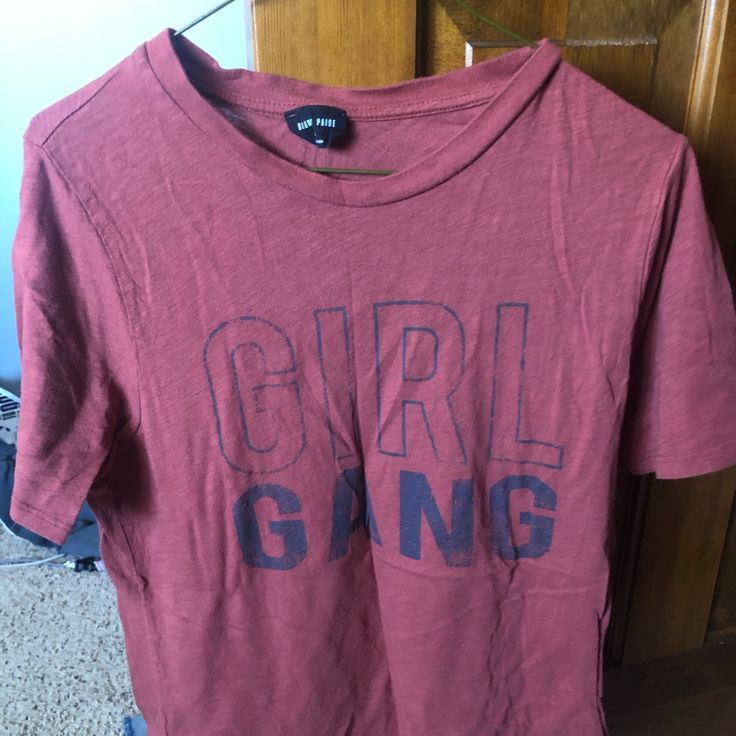 Girl Hand T-Shirt. Never Worn. Maroon Trendy Red Tops With Screen Print, Casual Red T-shirt For Fall, Red T-shirt With Text Print For Fall, Red Screen Print Shirt For Spring, Trendy Red Cotton Shirt, Red Cotton Trendy Shirt, Red Graphic Tee For Fall, Red Shirt With Text Print For Spring, Spring Red Shirt With Text Print