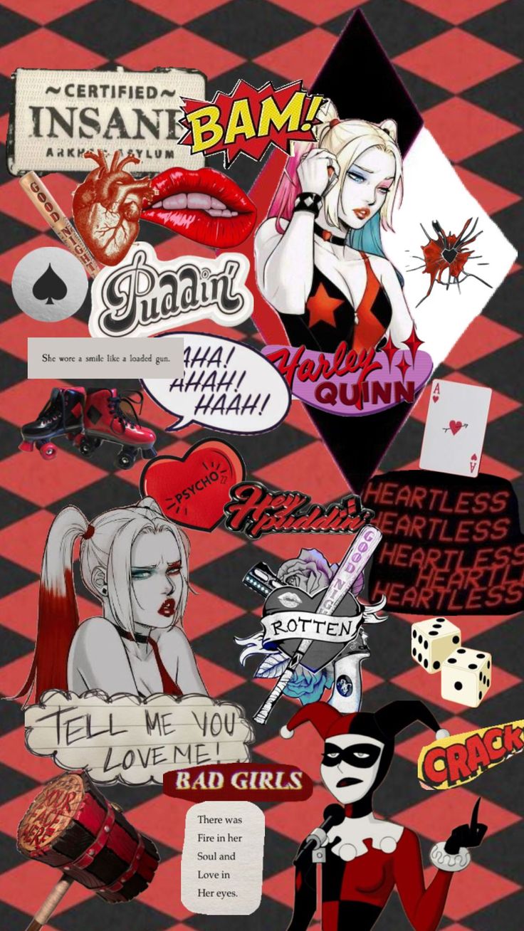 a collage of different types of stickers on a black and red checkered background