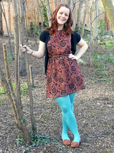 Outfit: turquoise and rust | Dress, shoes and tights: New Lo… | Flickr Turquoise And Rust, Rust Dress, Peplum Top, New Look, Dress Shoes, Rust, Tunic Tops, H&m, Tights