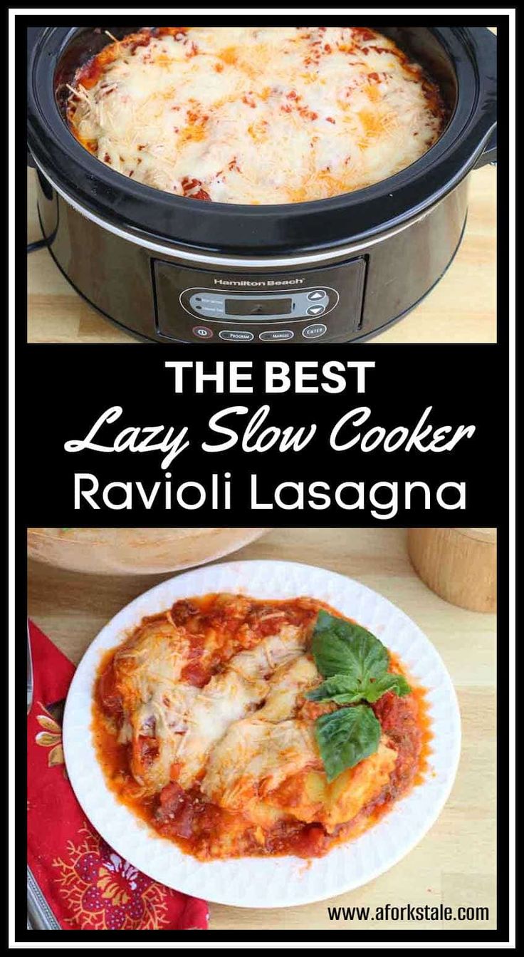 the best lazy slow cooker ravioli lasagna recipe is so easy to make