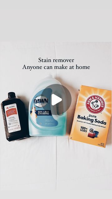 an ad for dawn baking soda and other household cleaning products on a white sheet with the caption saying stain remover anyone can make at home