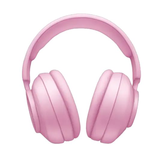 pink headphones are shown against a white background