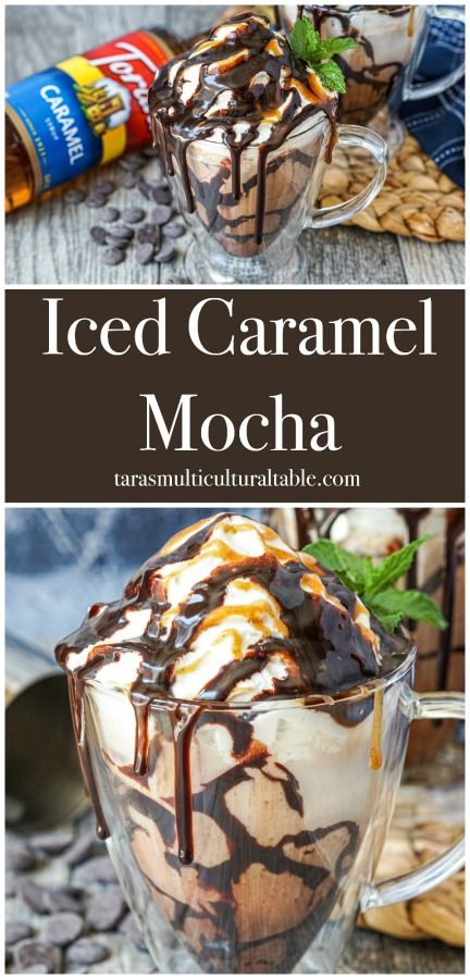 iced caramel mocha with chocolate sauce and whipped cream