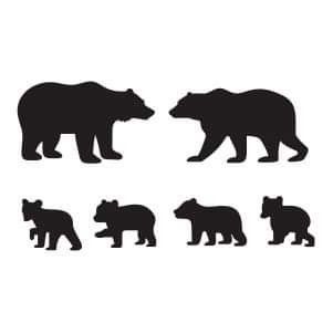 the silhouettes of bears are shown in black and white