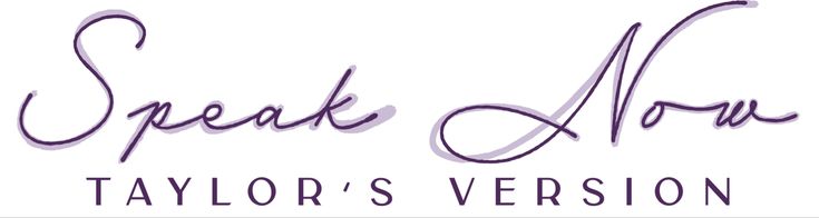 the logo for taylor's version of speak me, which is written in purple ink