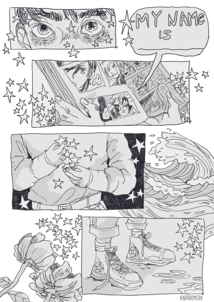 an image of a comic strip with stars and the words my name is written on it