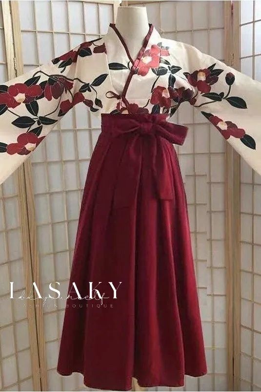 Lasaky - Enhanced Oriental Retro Hanfu Yu Meiren Red Tea Red Cotton Skirt For Winter, Traditional Red Skirt For Party, Casual Red Long Dress, Red Long Skirt, Gilet Kimono, Long Skirt And Top, Short Black Skirt, Ancient Costume, Island Outfit