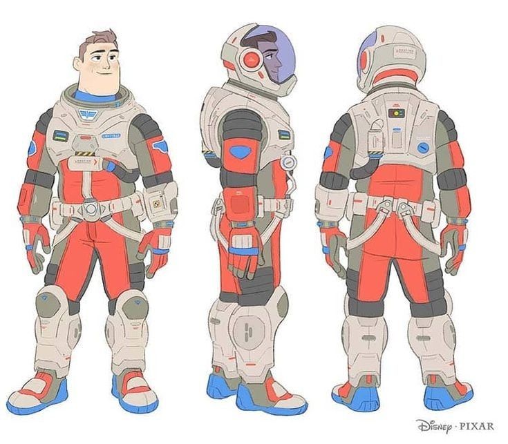 three different types of space suits are shown in this drawing form, including the astronaut's suit and helmet