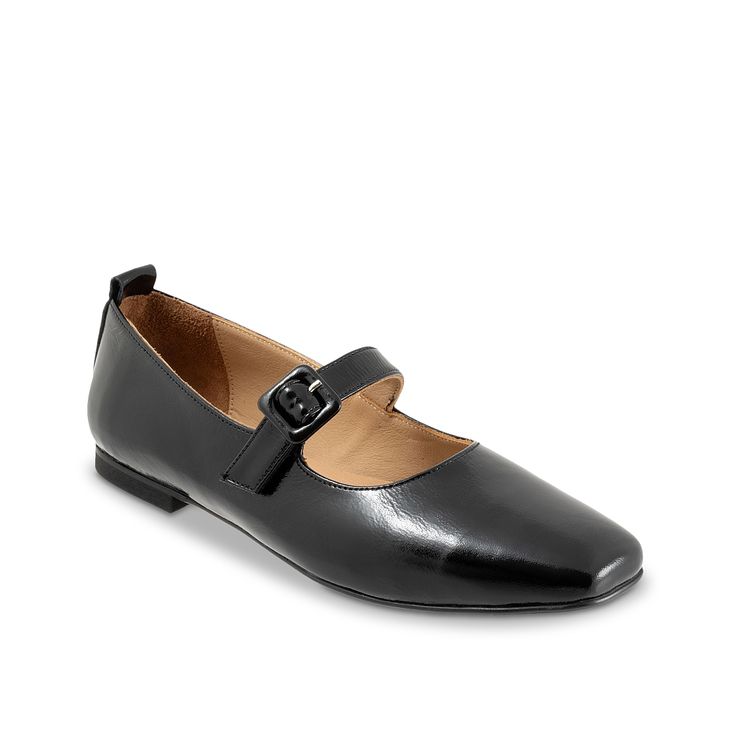 Bueno-Eliana Mary Jane Flat Stylish and versatile, the Eliana Mary Jane flat from Bueno will elevate any outfit. Crafted with a leather footbed and a durable rubber sole, this pair offers lasting comfort and reliable support. The square toe and the low heel complement its classic design. Work Flats With Buckle Closure And Flat Heel, Workwear Flats With Buckle Closure, Leather Footbed Flats For Work With Plain Toe, Workwear Flats With Leather Footbed And Plain Toe, Workwear Flats With Rubber Sole And Plain Toe, Office Closed Toe Flats With Removable Insole, Black Plain Toe Flats For Work, Flat Leather Shoes With Removable Insole For Work, Almond Toe Ballet Flats With Buckle For Work