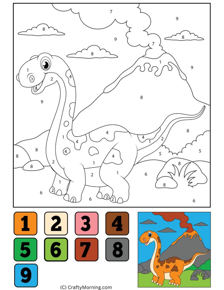 a coloring book for children with dinosaurs and numbers