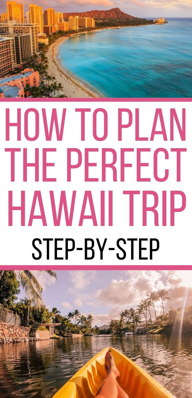 How to plan the perfect Hawaii trip with step-by-step instructions. Image of Waikiki beach and diamond head at the top and someone relaxing in a kayak on a river. Hawaii Vacation Tips, Hawaii Trip Planning, Hawaiian Travel, Trip To Hawaii, Hawaii Travel Guide, Hawaii Trip, Visit Hawaii, Hawaii Oahu, Hawaii Honeymoon