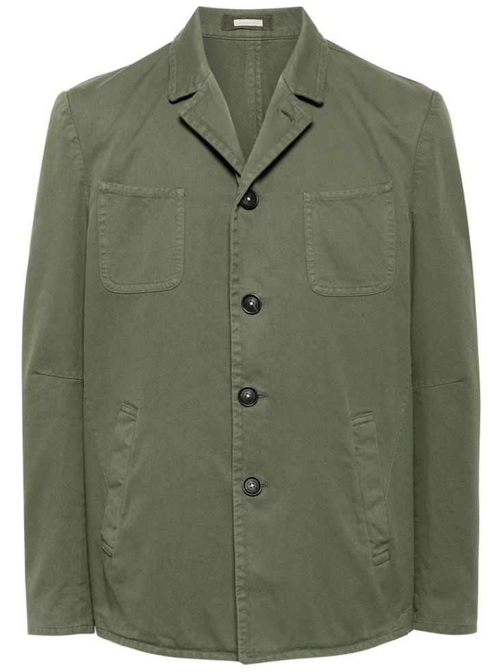 fern green cotton notched lapels front button fastening long sleeves buttoned cuffs two chest patch pockets two side welt pockets straight hem unlined Green Buttoned Pockets Outerwear For Work, Green Outerwear With Buttoned Pockets For Work, Cotton Button-up Outerwear For Office, Green Cotton Outerwear For Work, Green Cotton Sport Coat For Fall, Classic Green Outerwear With Buttoned Pockets, Classic Cotton Blazer With Button Cuffs, Casual Green Blazer With Notch Lapel, Formal Cotton Outerwear With Button Cuffs