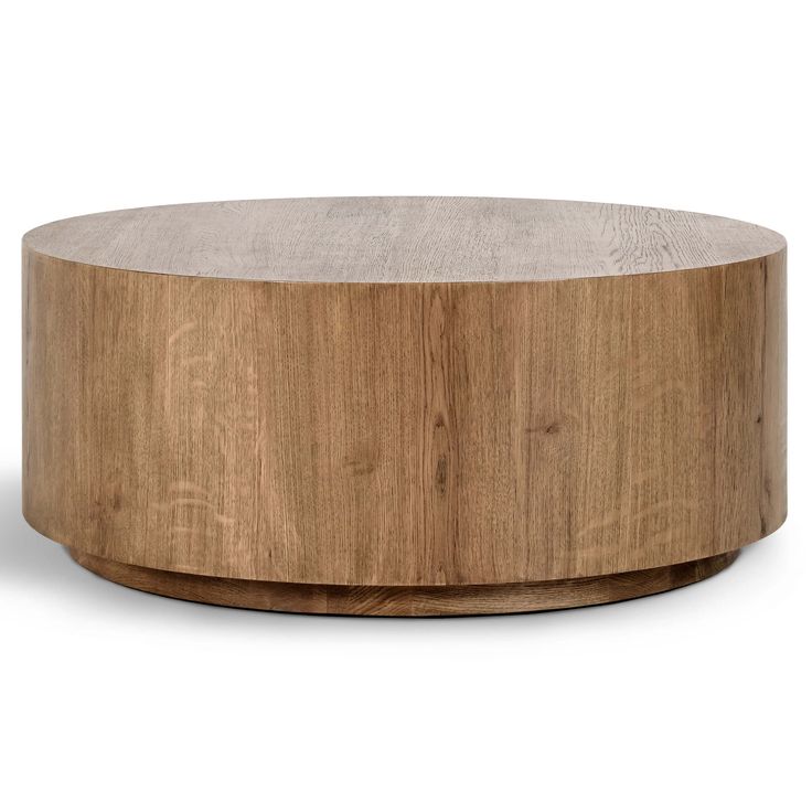 Layne Round Coffee Table, Light Brown-Furniture - Accent Tables-High Fashion Home Round Drum Coffee Table, Lodge Lighting, Classic Home Furniture, Drum Coffee Table, Round Wood Coffee Table, Home Coffee Tables, Oak Coffee Table, Rustic Lodge, Modern Furniture Living Room