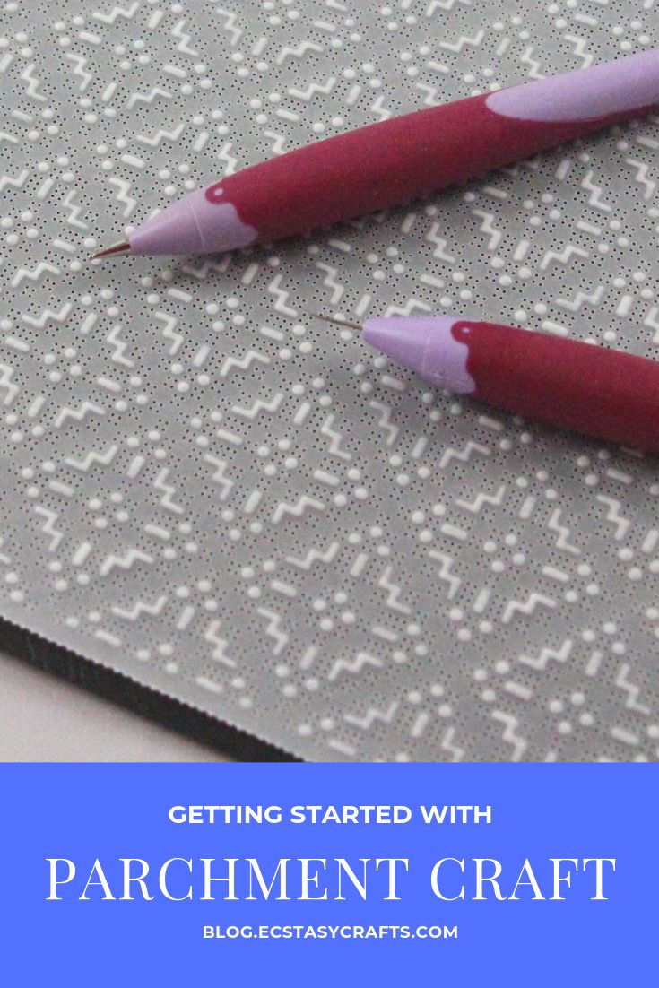 two pens sitting on top of a piece of paper with the words, getting started with parchment craft