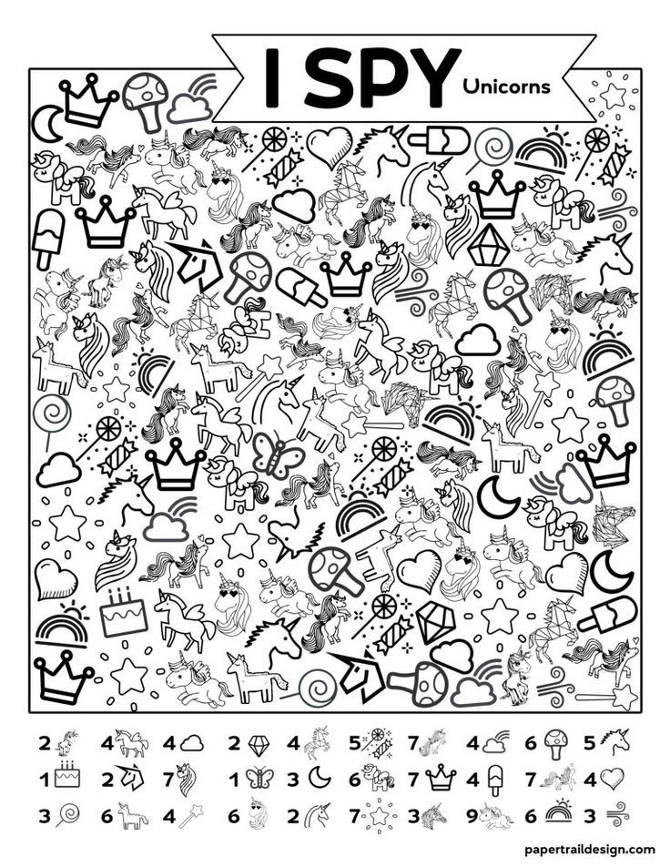 a coloring page with the words i spy on it and an image of different symbols