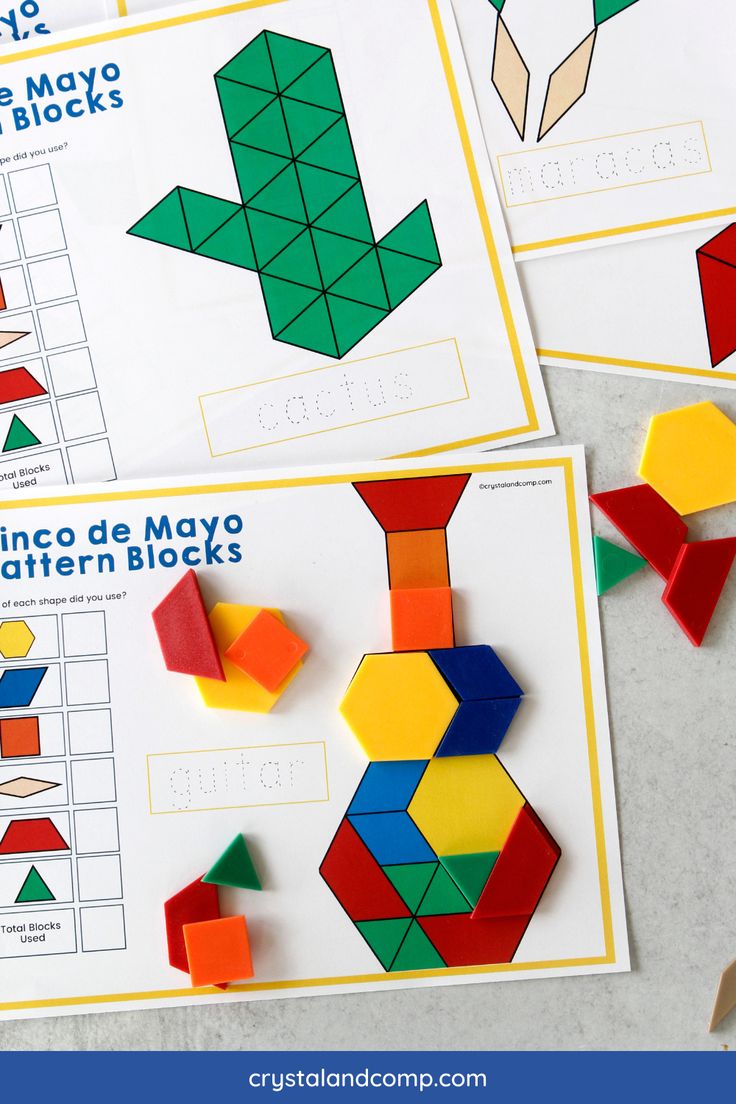 the printable pattern blocks for kids to make