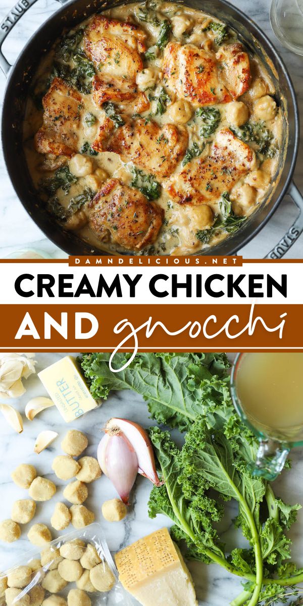 creamy chicken and spinach in a skillet with parmesan cheese on the side