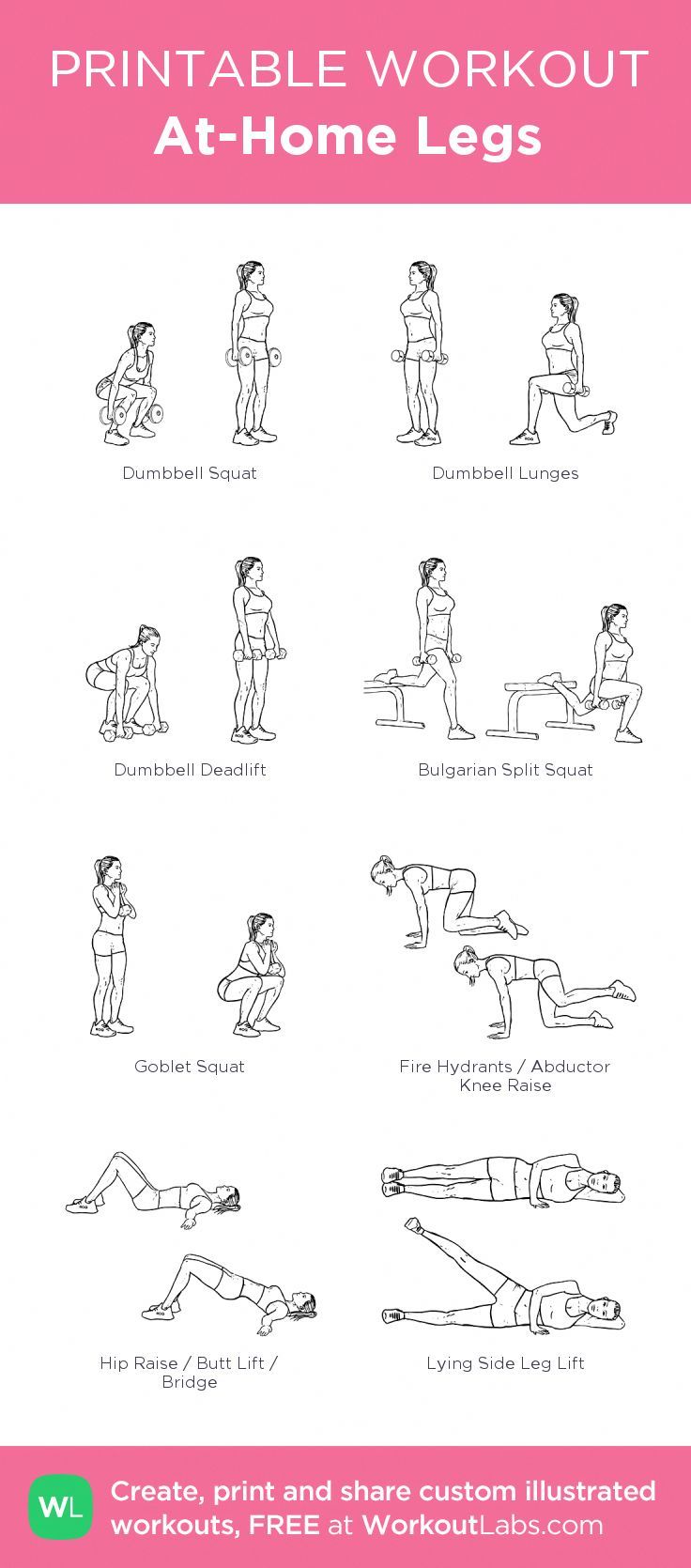 the printable workout poster shows how to do an at - home leg lift for women