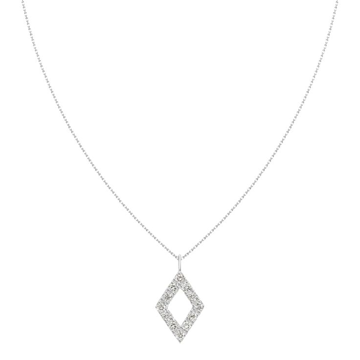 18k Rhombus or Diamond Shaped Pendant Necklace set with over 10 Diamonds. Available in White Gold, Yellow Gold and Rose Gold. Specifications: Diamond Carat Weight: 0.10 Ct Gold Weight: 1.30 Grams Chain Length: 18" + Adjustable Luxury Marquise Diamond Cut Necklace, Elegant Necklace With Single Cut Diamonds Diamond-shaped, Fine Jewelry Diamond-shaped Necklace With Diamond Accents, Fine Jewelry Diamond Necklace With Accents, Marquise Diamond Cut Necklace, Luxury Diamond-shaped Diamond White Necklaces, Diamond-cut Diamond-shaped Necklaces, Marquise Diamond Necklace With Diamond Cut, Luxury Diamond White Jewelry With Diamond Markers