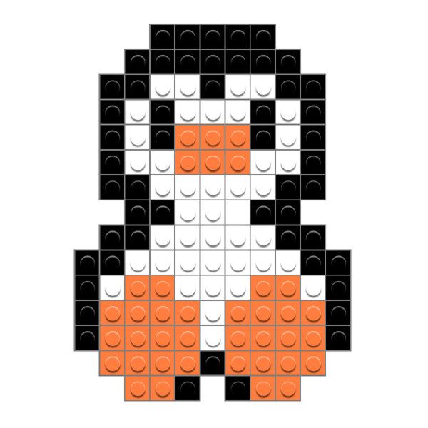 an orange and black lego block is arranged in the shape of a number four with white dots