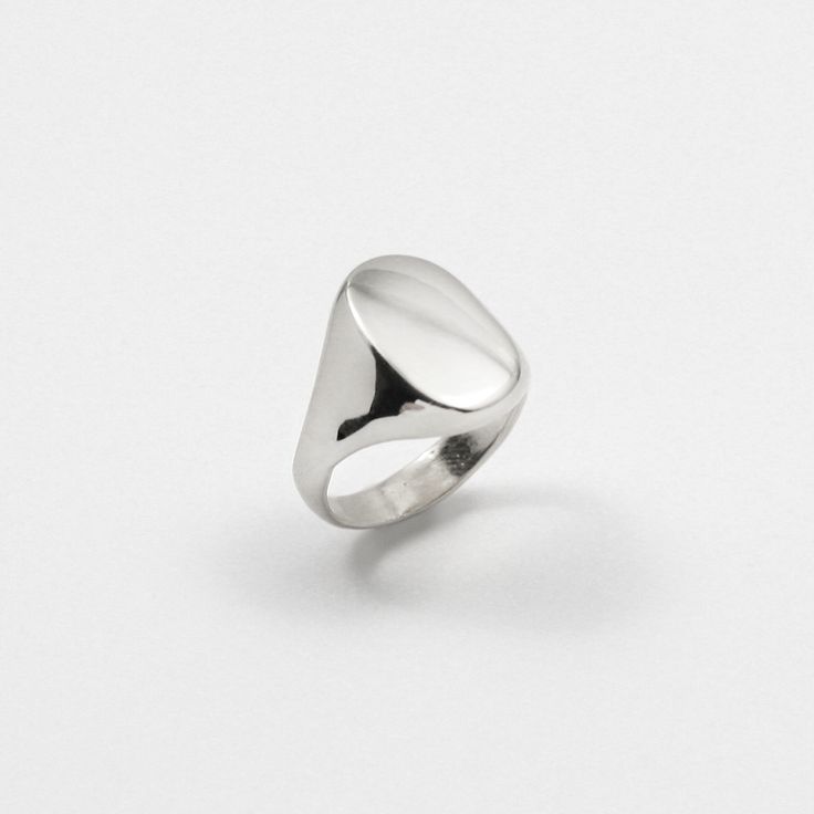 MEREWIF : Shop All : ELIOT SIGNET - SILVER Sterling Silver Polished Signet Ring, Sterling Silver Signet Ring With Polished Finish, Sterling Silver Rounded Signet Ring With Polished Finish, Silver Signet Ring With Polished Finish, Sterling Silver Open Ring With Polished Finish, Sterling Silver Open Engraved Ring With Polished Finish, Minimalist Silver Signet Ring With Polished Finish, Oval Sterling Silver Rings With Polished Edges, Minimalist Sterling Silver Dome Ring Stamped 925