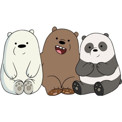 three cartoon bears sitting next to each other