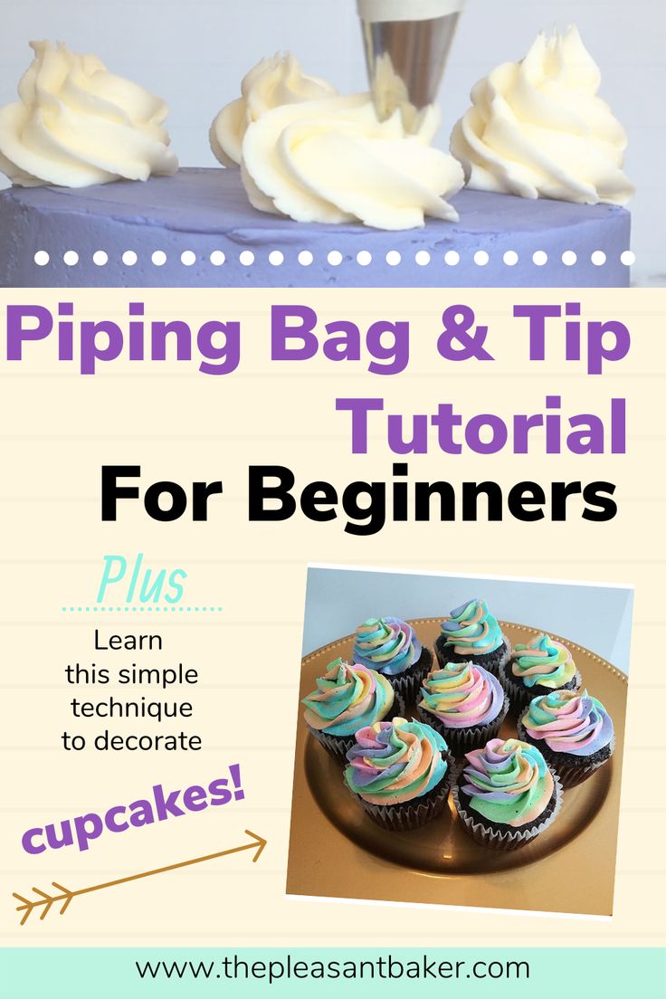 an advertisement for piping bags and tips on how to bake cupcakes