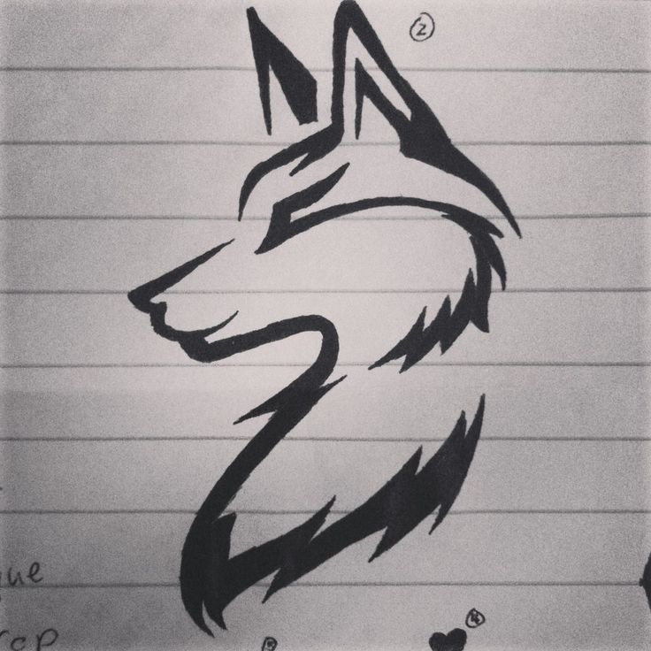 a drawing of a wolf on lined paper