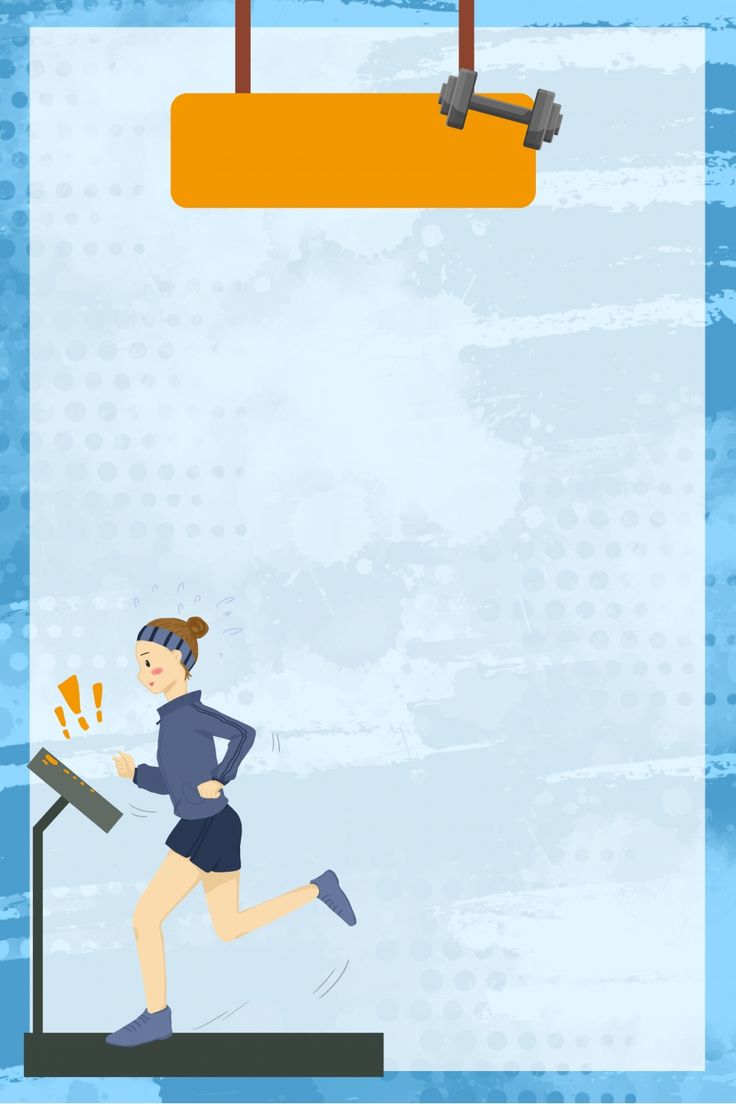 a woman running on a treadmill with an orange sign above her head and the words,