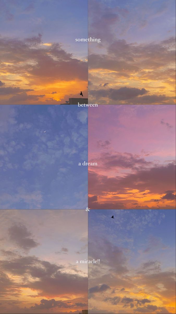 the sky with clouds and birds flying in it at sunset or dawn, as seen from an airplane window