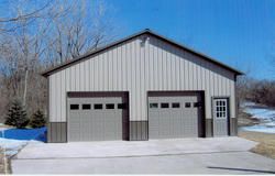 a two car garage in the middle of winter