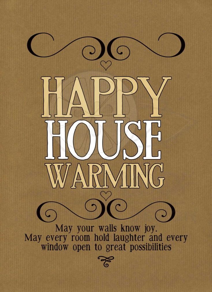 a brown card with the words happy house warming on it