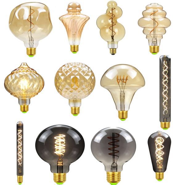 many different types of light bulbs on a white background