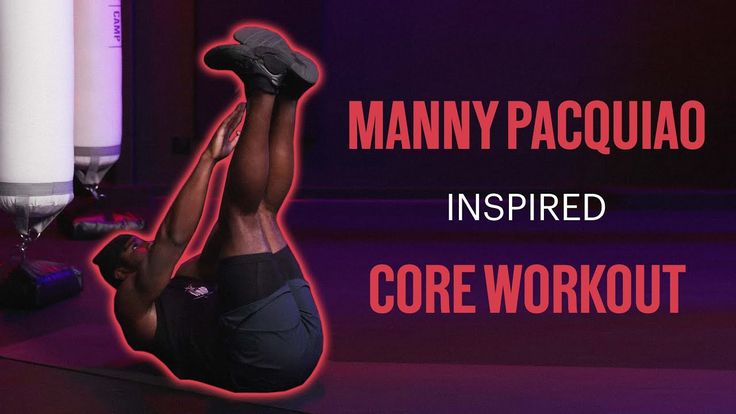 a man doing a handstand in front of a purple background with the words manny pacquaao inspired core workout